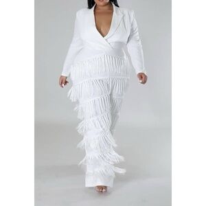 Elegant White Fringe Jumpsuit